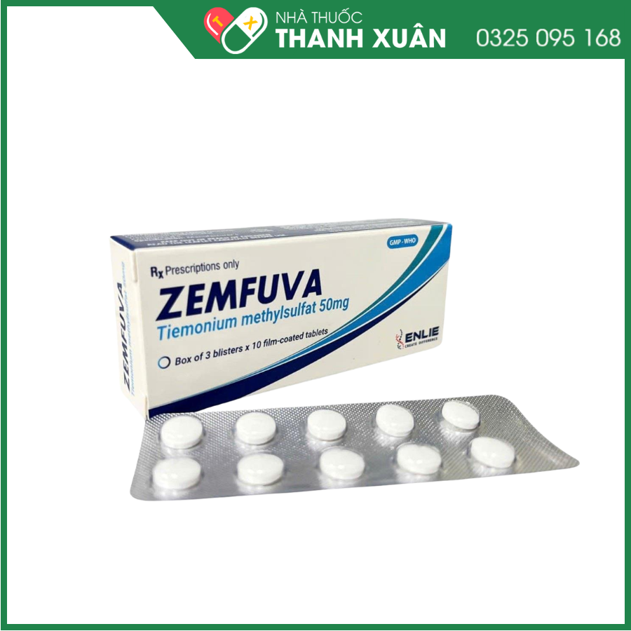 Zemfuva 50mg trị triệu chứng đau và co thắt tiêu hóa, phụ khoa và đường tiết niệu